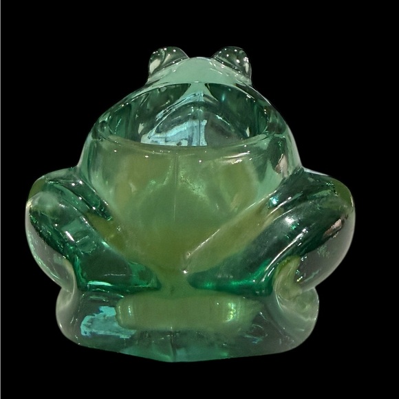 Vintage Indiana Glass Spanish Green Frog Votive Candle Holder Heavy - Picture 3 of 7